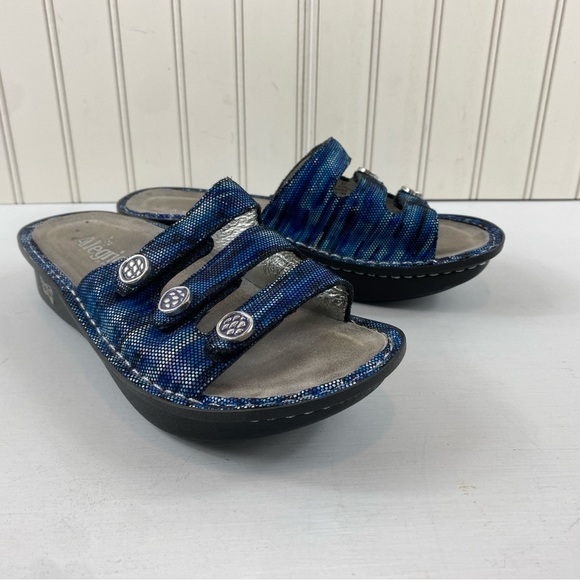 Alegria by PG Lite Fiona Fio-140 Blue Triple Strap Slide Sandals Sz 37 7/7.5‎ - Picture 2 of 12